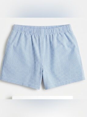 Blue and White Striped Mini Shorts